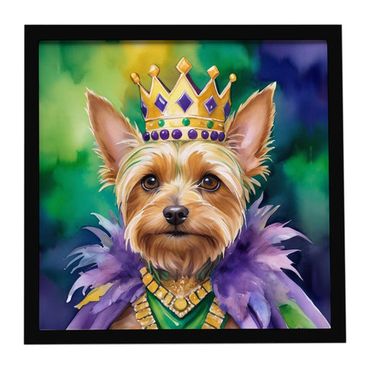 Silky Terrier King of Mardi Gras Framed Metal Print