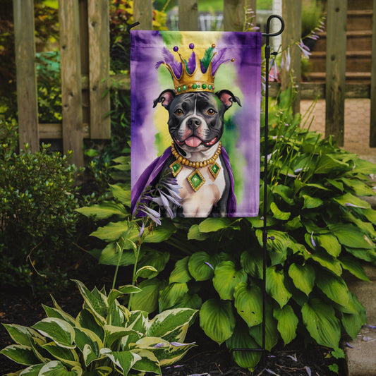 Staffordshire Bull Terrier King of Mardi Gras Garden Flag - Vibrant Dog-Themed Yard Decor by Caroline's Treasures