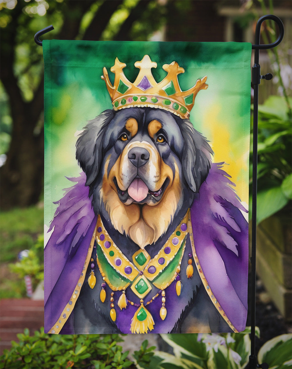 Tibetan Mastiff King of Mardi Gras Garden Flag - Vibrant Dog-Themed Yard Decor by Caroline's Treasures