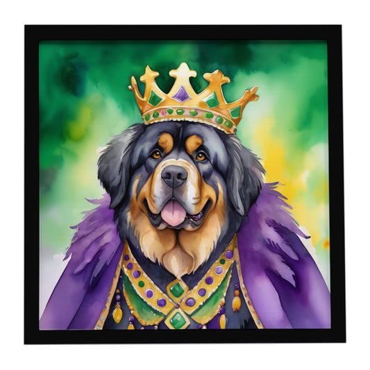 Tibetan Mastiff King of Mardi Gras Framed Metal Print