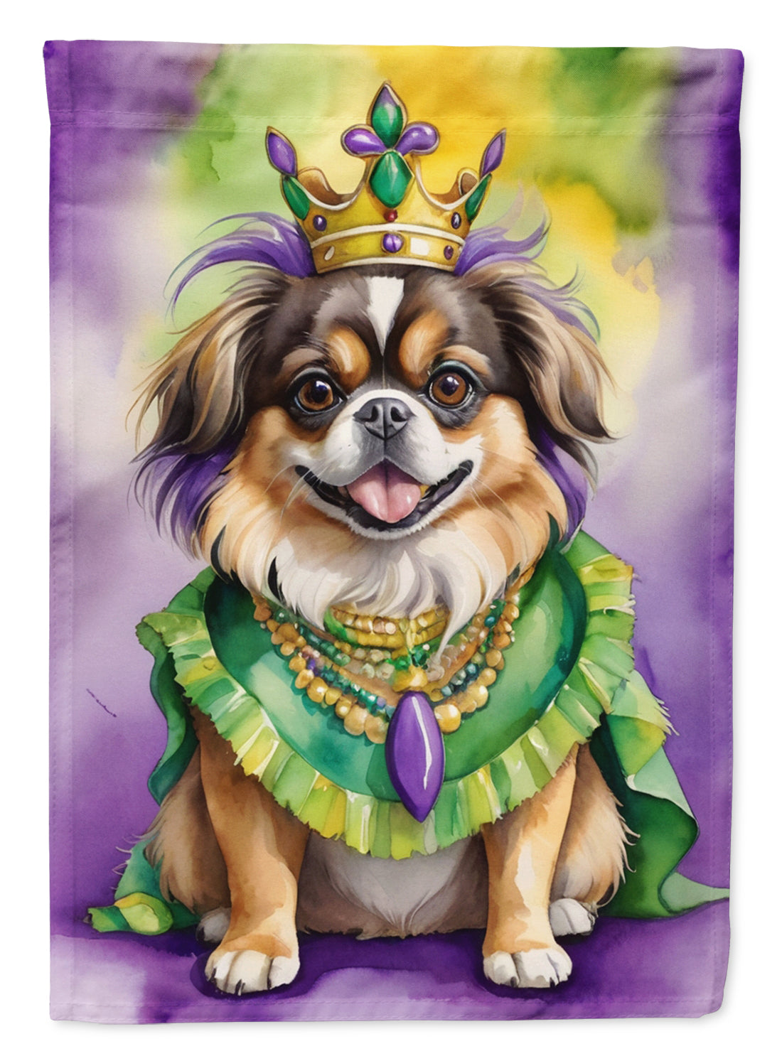 Tibetan Spaniel King of Mardi Gras House Flag