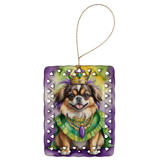Tibetan Spaniel King of Mardi Gras Porcelain Ornament