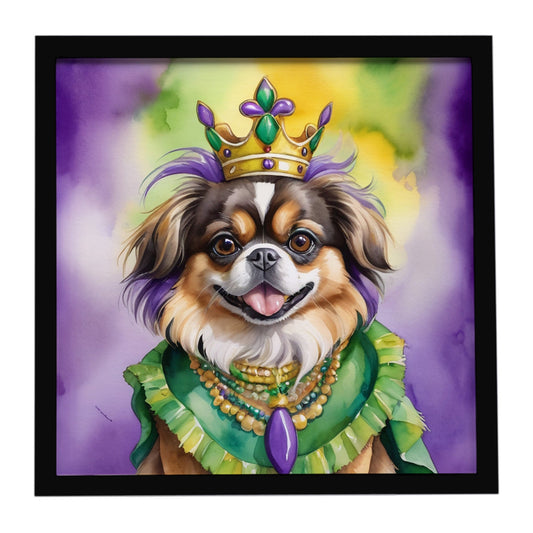 Tibetan Spaniel King of Mardi Gras Framed Metal Print