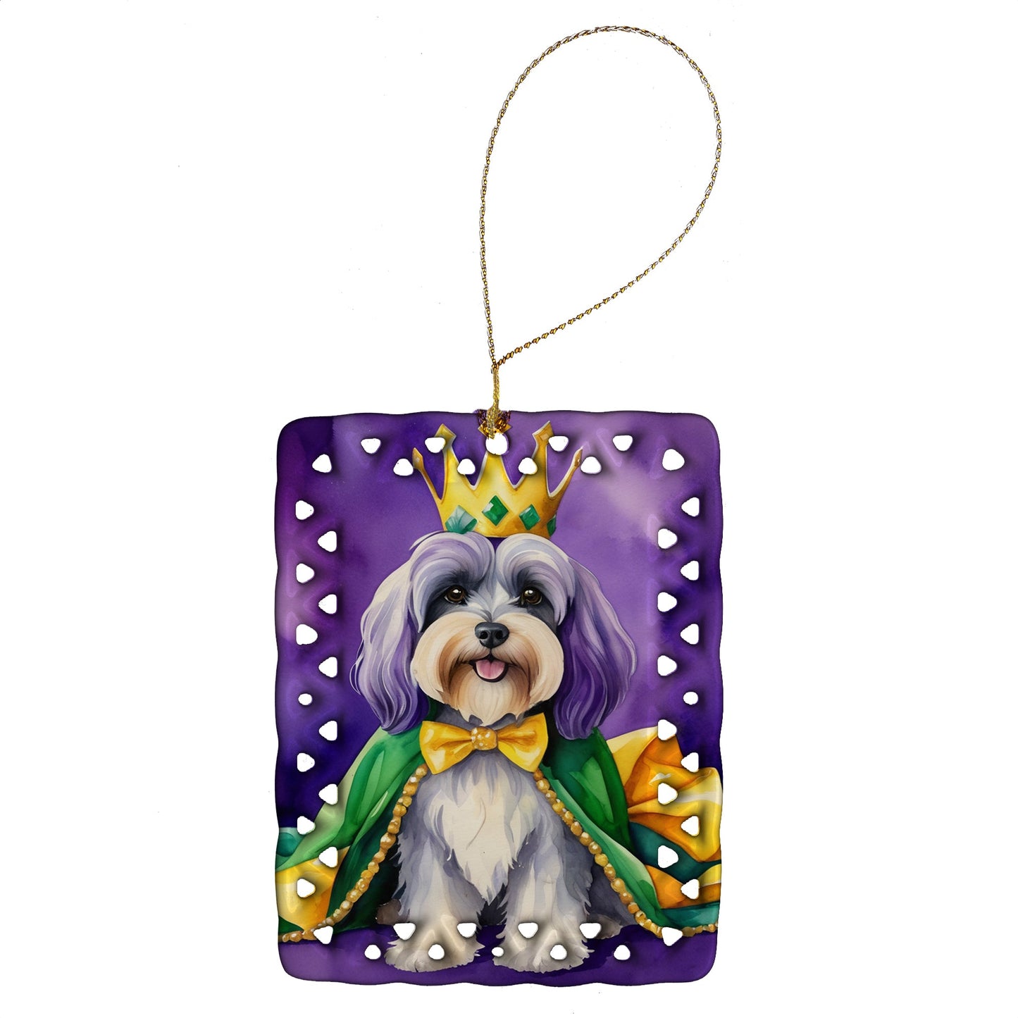 Tibetan Terrier King of Mardi Gras Porcelain Ornament