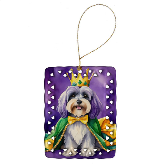 Tibetan Terrier King of Mardi Gras Porcelain Ornament