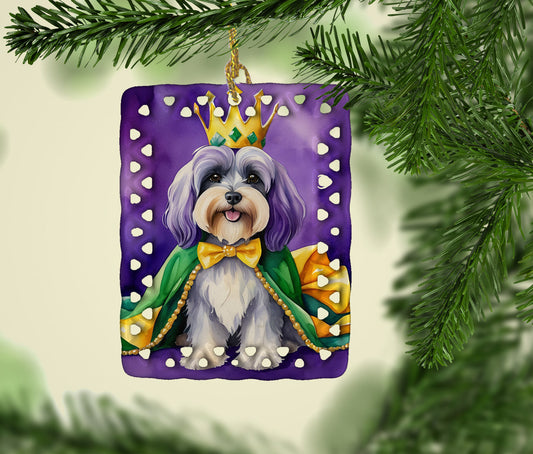 Tibetan Terrier King of Mardi Gras Porcelain Ornament