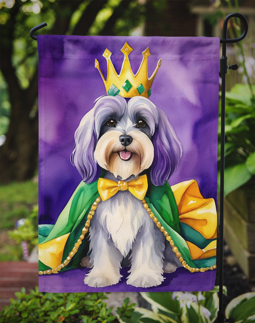 Tibetan Terrier King of Mardi Gras Garden Flag - Vibrant Dog-Themed Yard Decor by Caroline's Treasures