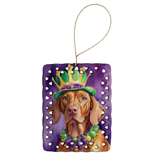 Vizsla King of Mardi Gras Porcelain Ornament
