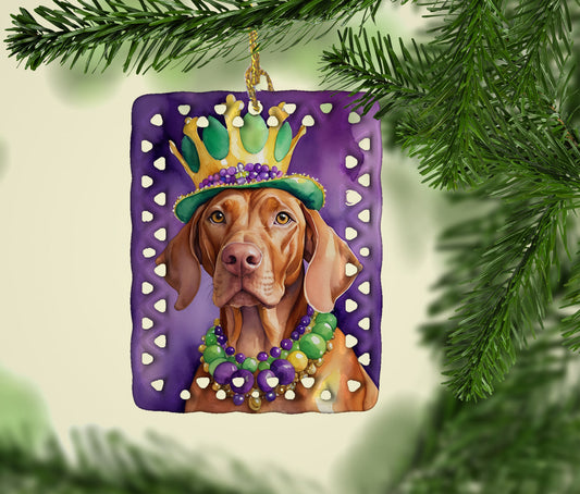 Vizsla King of Mardi Gras Porcelain Ornament