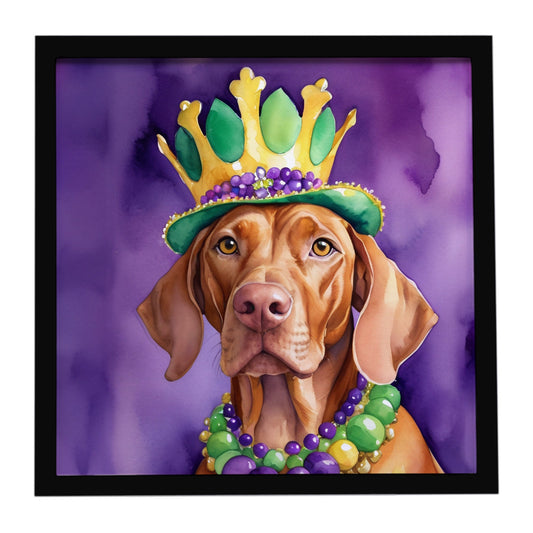 Vizsla King of Mardi Gras Framed Metal Print
