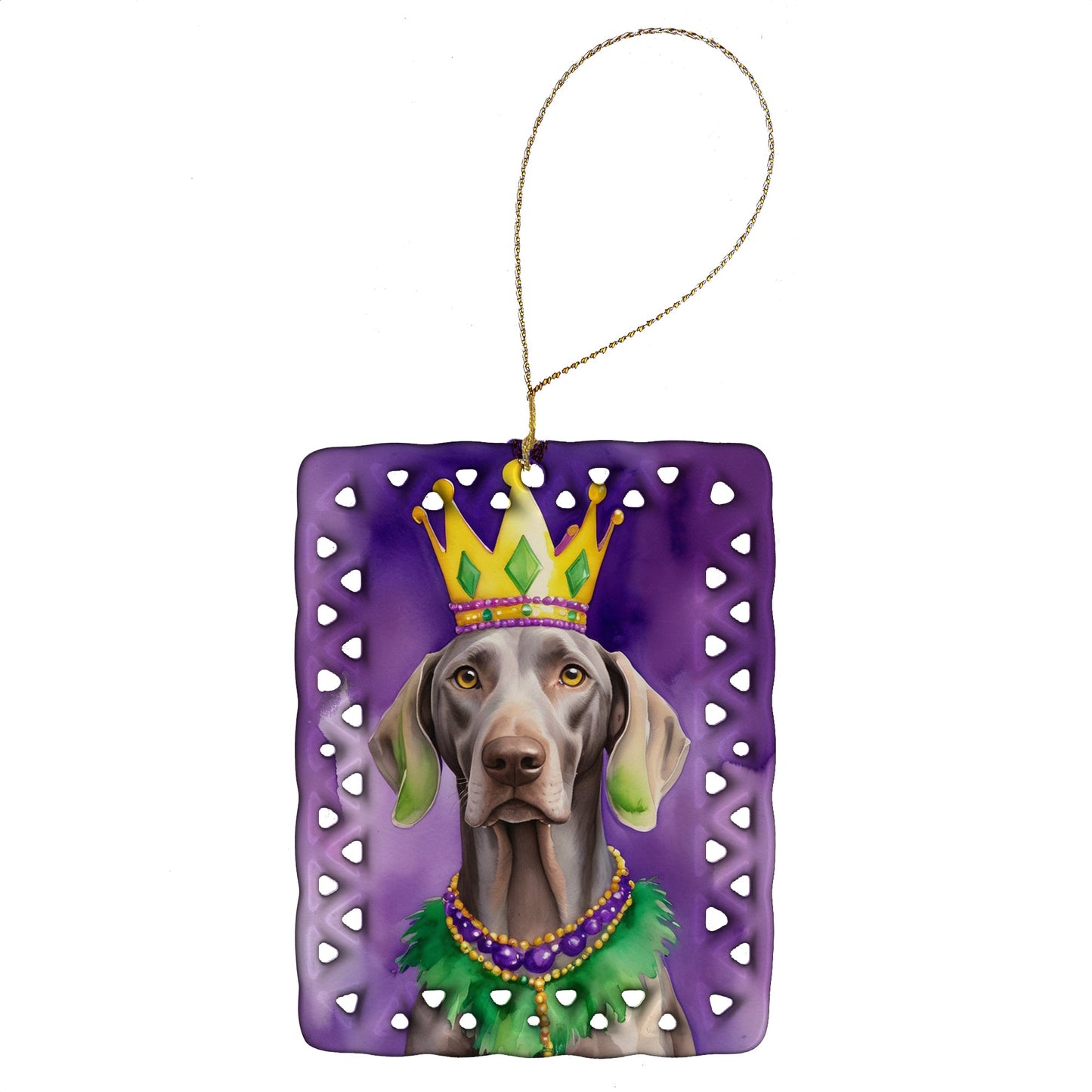 Weimaraner King of Mardi Gras Porcelain Ornament