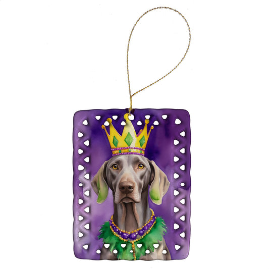 Weimaraner King of Mardi Gras Porcelain Ornament