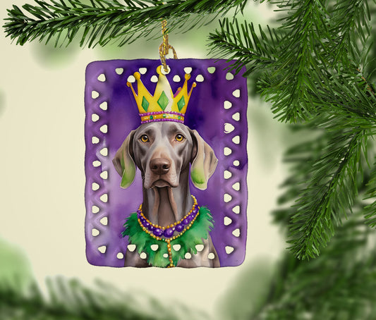 Weimaraner King of Mardi Gras Porcelain Ornament