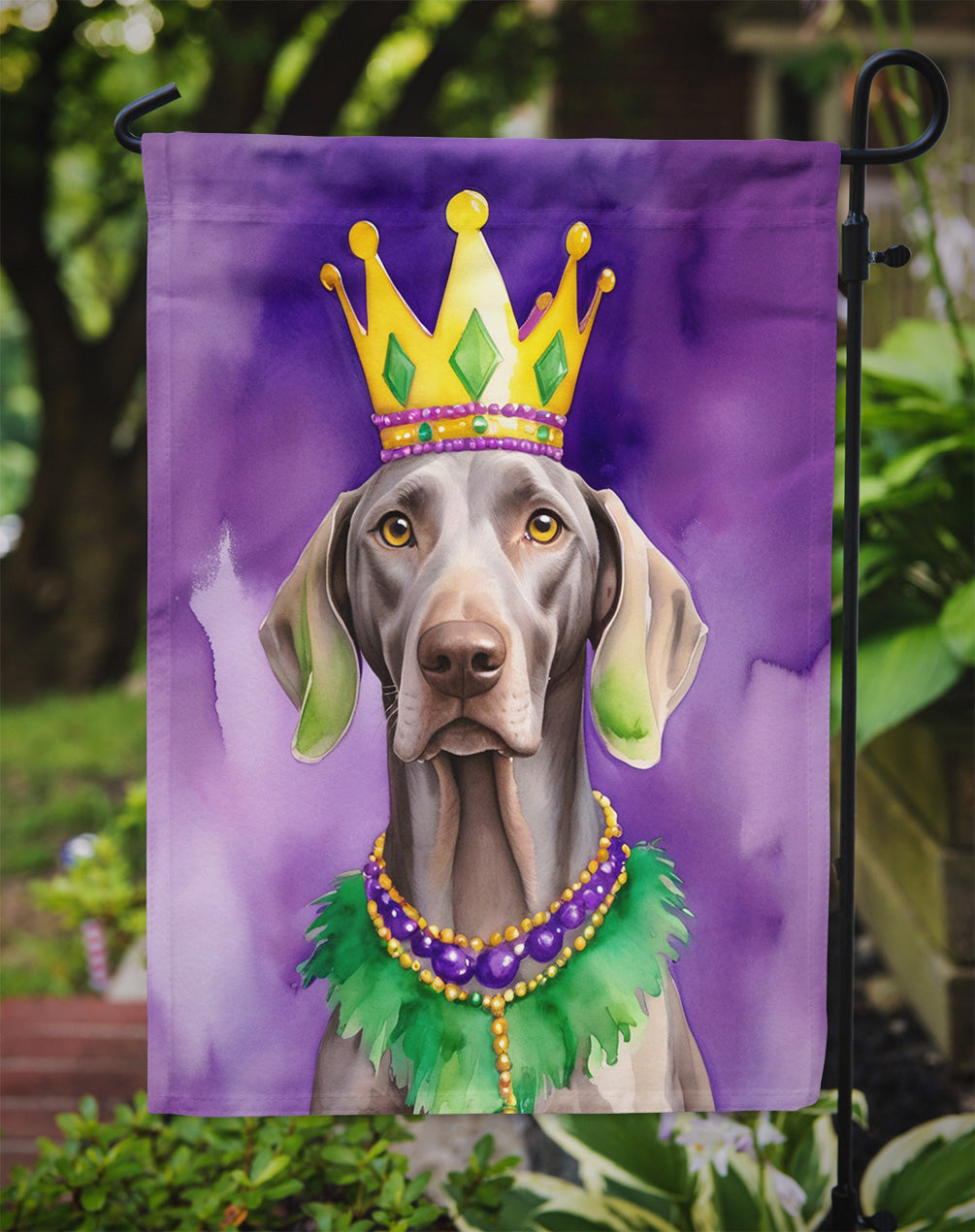 Weimaraner King of Mardi Gras Garden Flag - Vibrant Dog-Themed Yard Decor by Caroline's Treasures