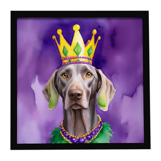 Weimaraner King of Mardi Gras Framed Metal Print
