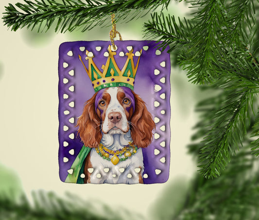 Welsh Springer Spaniel King of Mardi Gras Porcelain Ornament