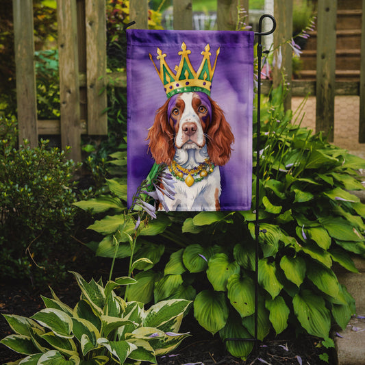 Welsh Springer Spaniel King of Mardi Gras Garden Flag - Vibrant Dog-Themed Yard Decor by Caroline's Treasures