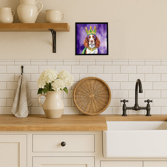 Welsh Springer Spaniel King of Mardi Gras Framed Metal Print