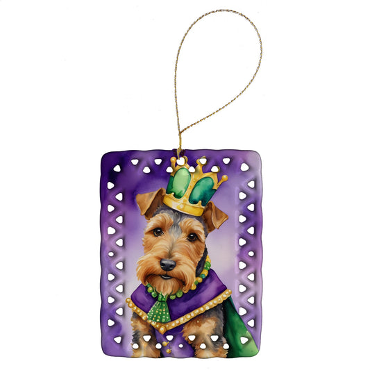 Welsh Terrier King of Mardi Gras Porcelain Ornament
