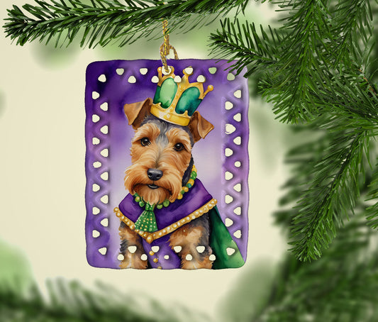 Welsh Terrier King of Mardi Gras Porcelain Ornament