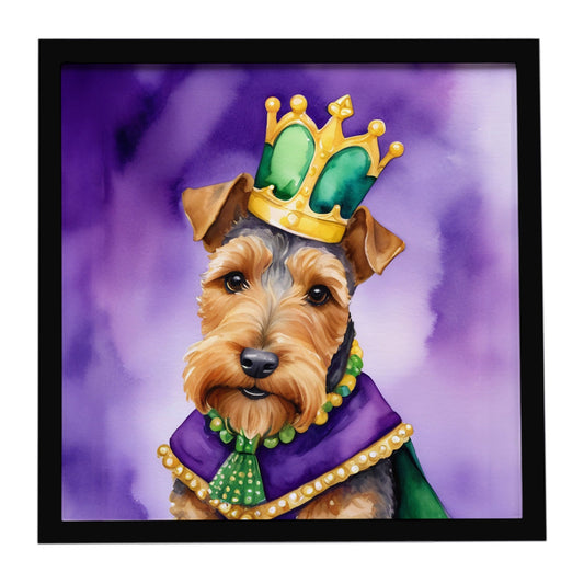 Welsh Terrier King of Mardi Gras Framed Metal Print