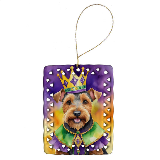 Welsh Terrier King of Mardi Gras Porcelain Ornament