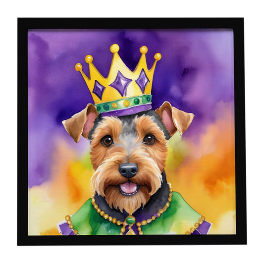 Welsh Terrier King of Mardi Gras Framed Metal Print