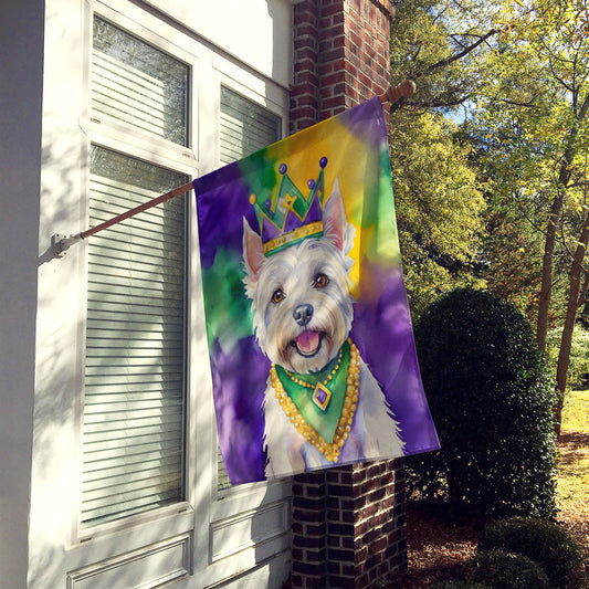 Westie King of Mardi Gras House Flag