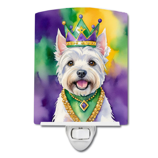 Westie King of Mardi Gras Ceramic Night Light