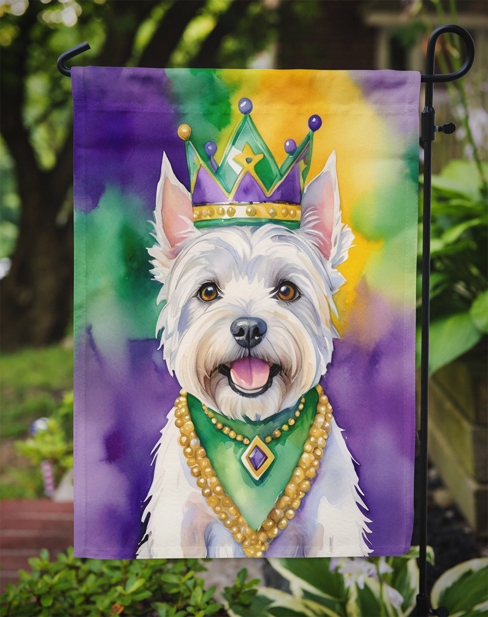 Westie King of Mardi Gras Garden Flag - Vibrant Dog-Themed Yard Decor by Caroline's Treasures