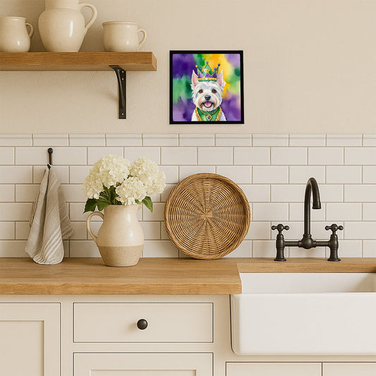 Westie King of Mardi Gras Framed Metal Print