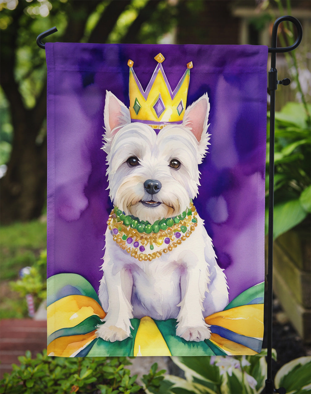 Westie King of Mardi Gras Garden Flag - Vibrant Dog-Themed Yard Decor by Caroline's Treasures