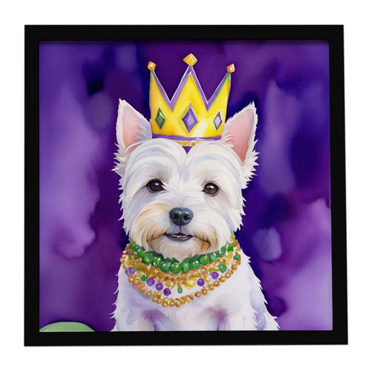 Westie King of Mardi Gras Framed Metal Print
