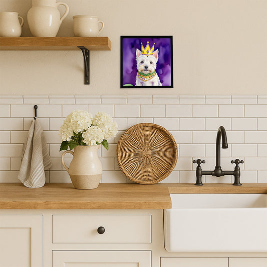 Westie King of Mardi Gras Framed Metal Print