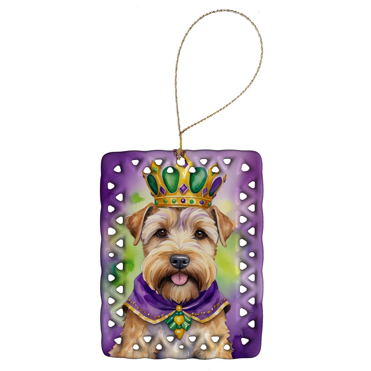 Wheaten Terrier King of Mardi Gras Porcelain Ornament
