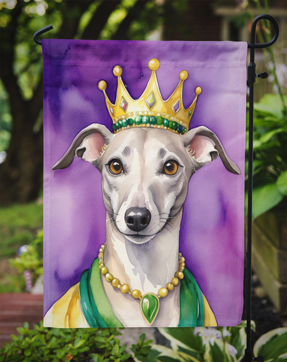 Whippet King of Mardi Gras Garden Flag - Vibrant Dog-Themed Yard Decor by Caroline's Treasures