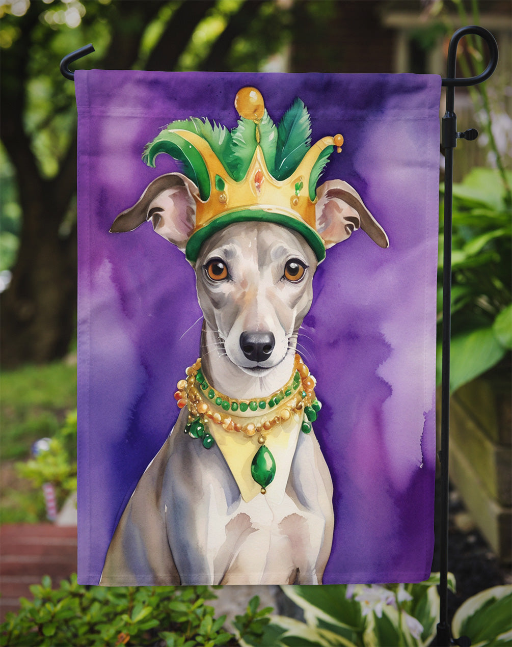 Whippet King of Mardi Gras Garden Flag - Vibrant Dog-Themed Yard Decor by Caroline's Treasures