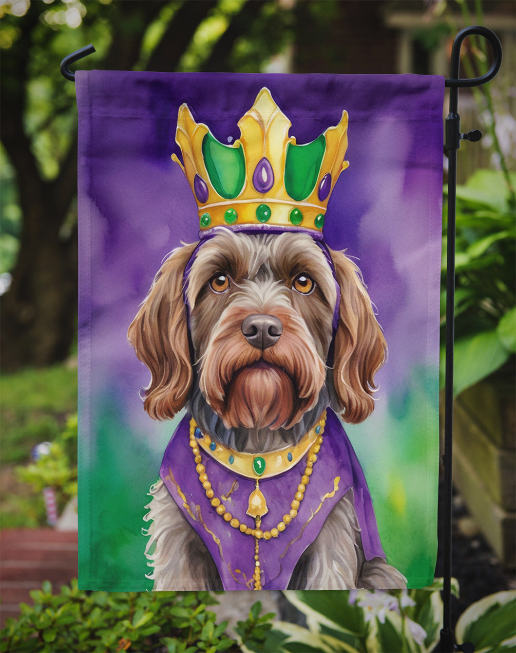 Wirehaired Pointing Griffon King of Mardi Gras Garden Flag - Vibrant Dog-Themed Yard Decor by Caroline's Treasures