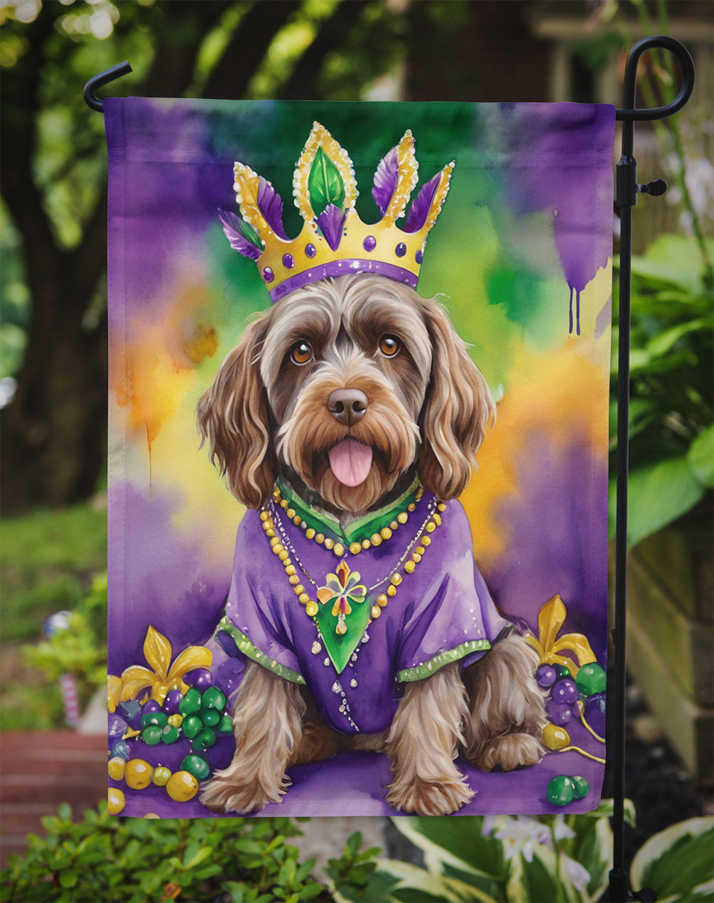 Wirehaired Pointing Griffon King of Mardi Gras Garden Flag - Vibrant Dog-Themed Yard Decor by Caroline's Treasures