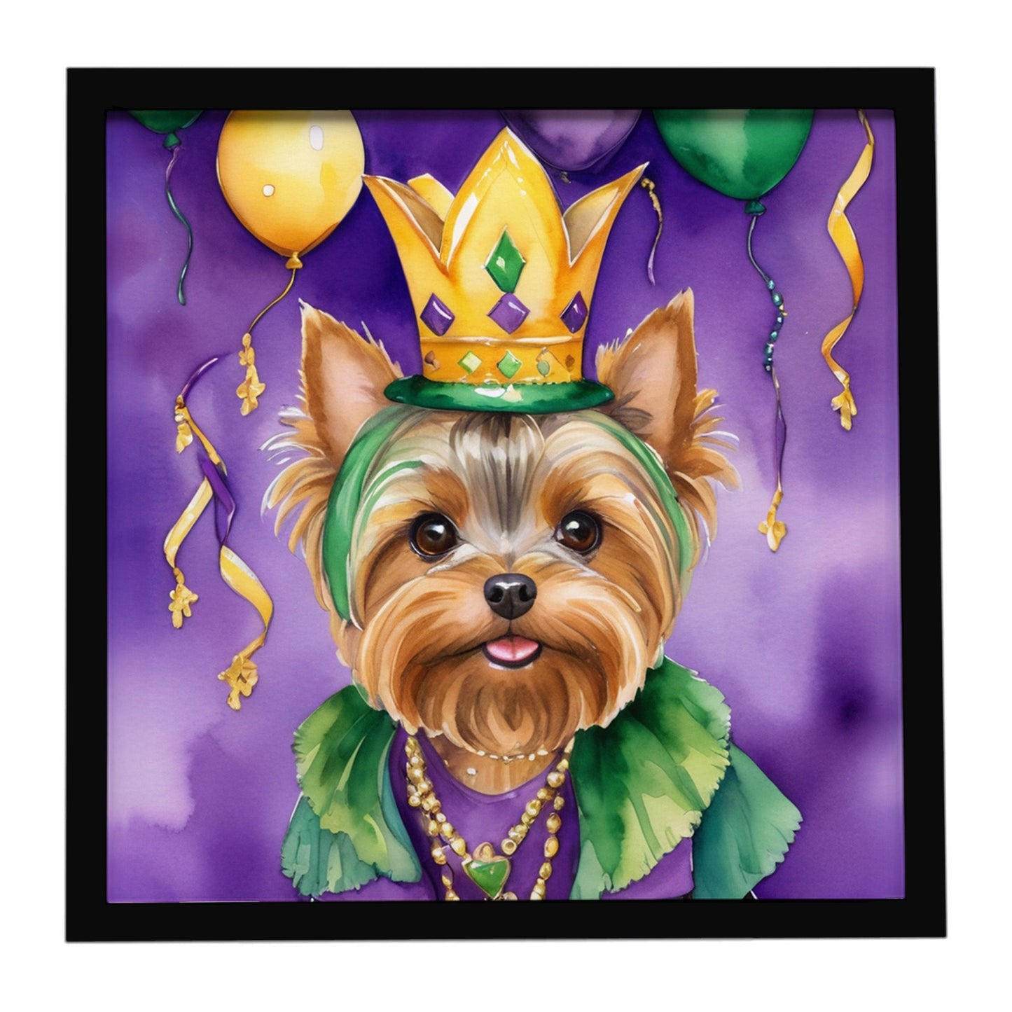 Yorkshire Terrier King of Mardi Gras Framed Metal Print