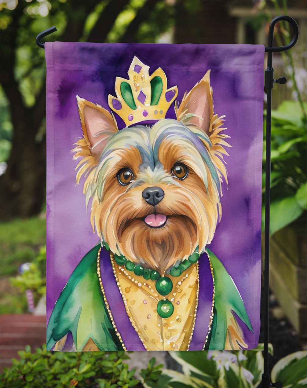 Yorkshire Terrier King of Mardi Gras Garden Flag - Vibrant Dog-Themed Yard Decor by Caroline's Treasures