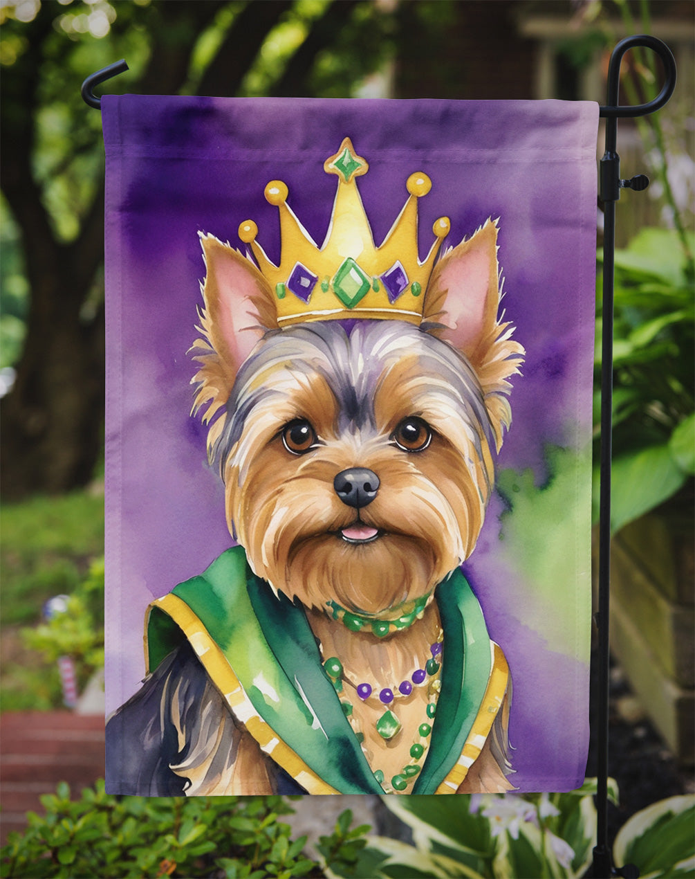 Yorkshire Terrier King of Mardi Gras Garden Flag - Vibrant Dog-Themed Yard Decor by Caroline's Treasures
