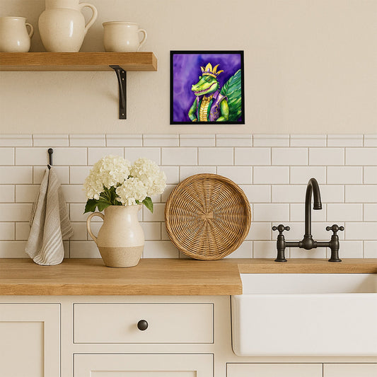 Alligator King of Mardi Gras Framed Metal Print