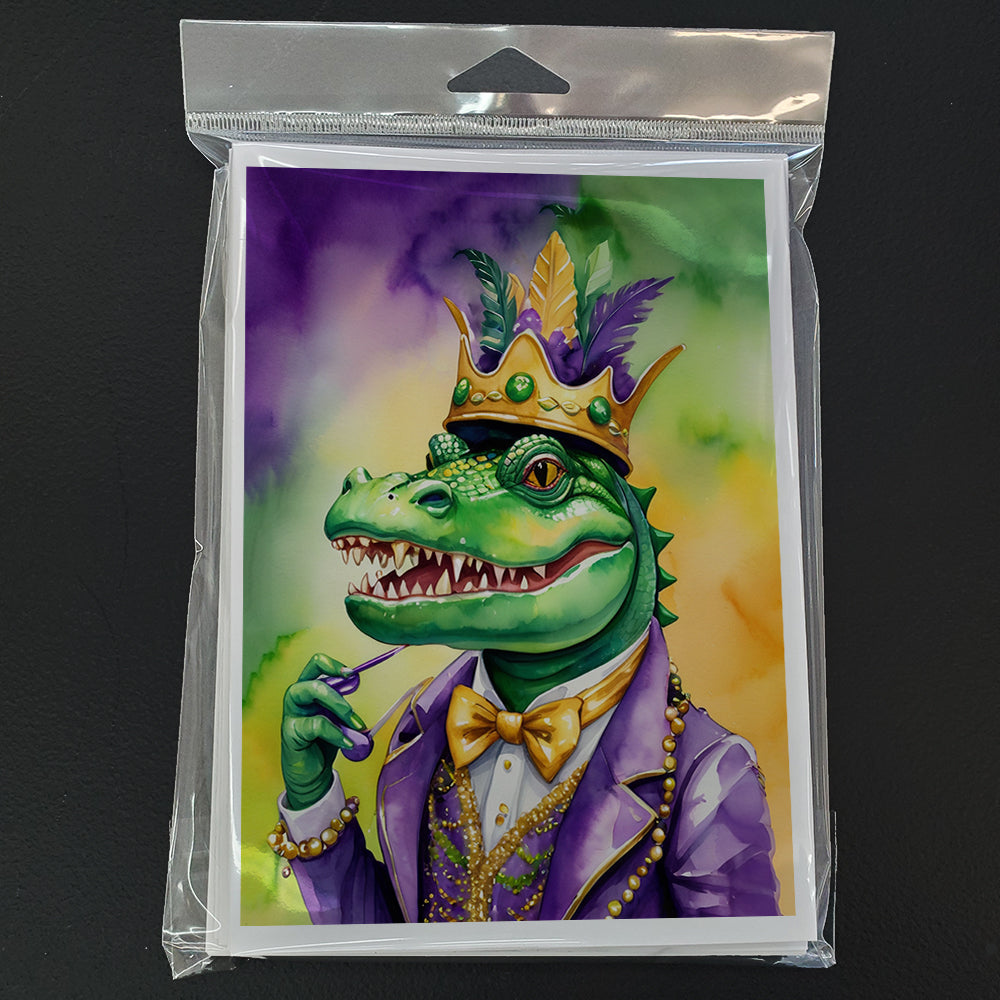 Alligator King of Mardi Gras Greeting Cards Pack of 8