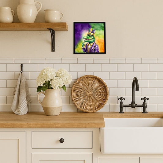 Alligator King of Mardi Gras Framed Metal Print