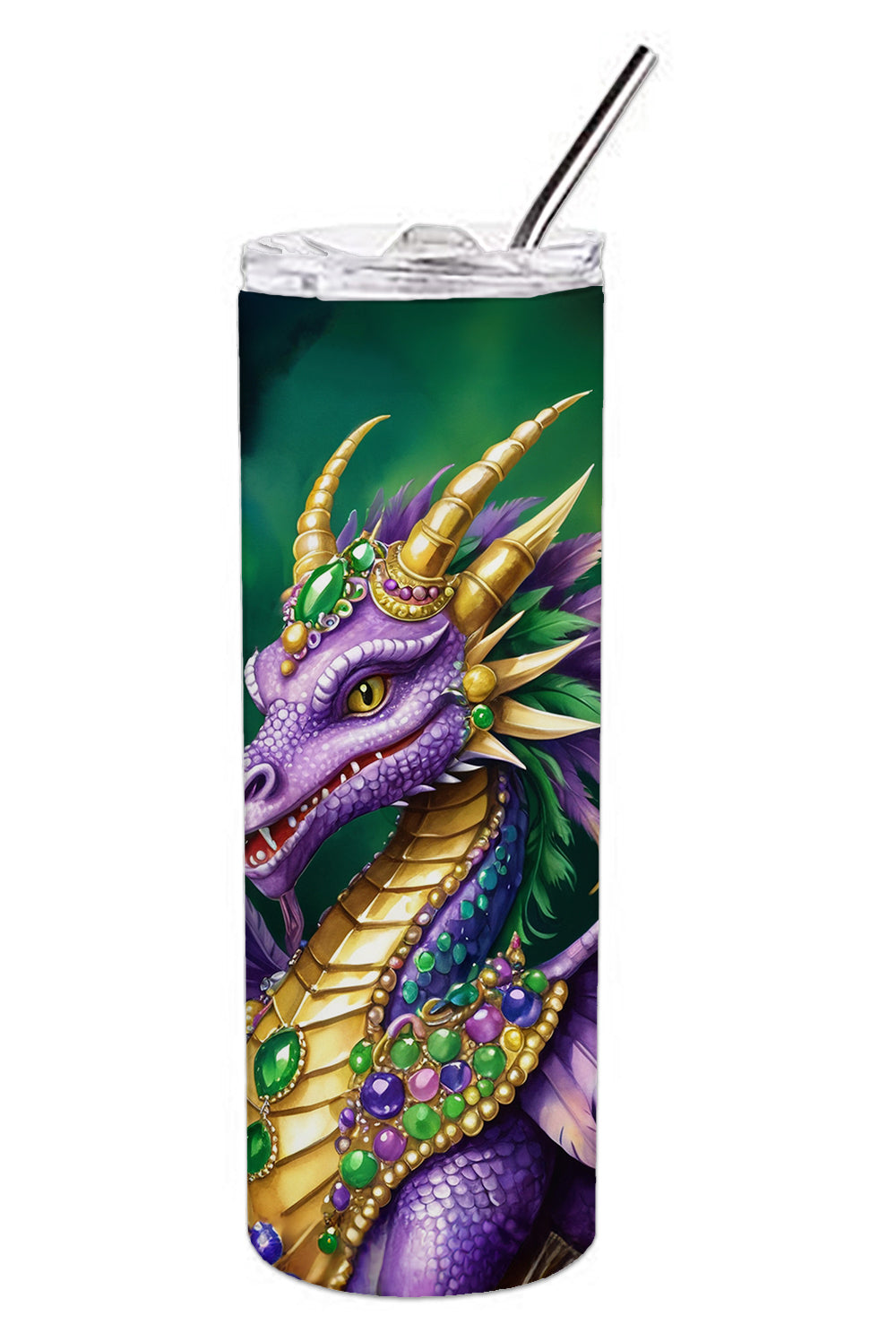 Dragon King of Mardi Gras Stainless Steel Skinny Tumbler