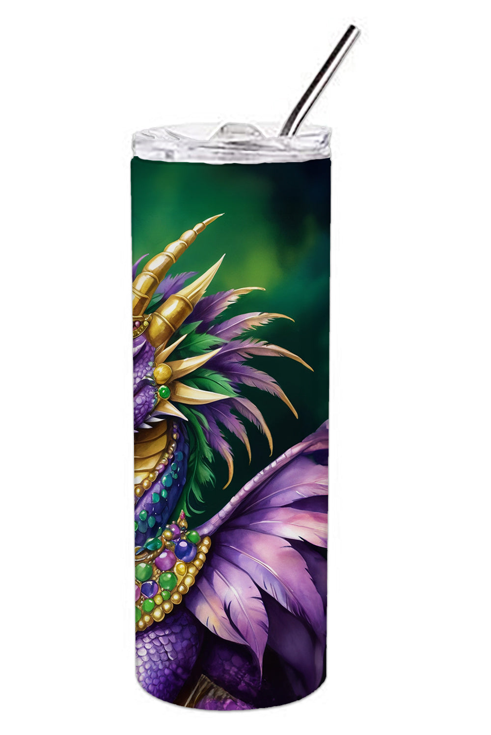 Dragon King of Mardi Gras Stainless Steel Skinny Tumbler