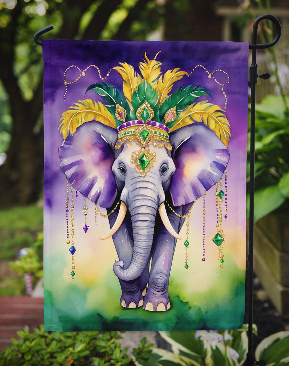 Elephant King of Mardi Gras Garden Flag – Decorative Garden Flag by Caroline's Treasures
