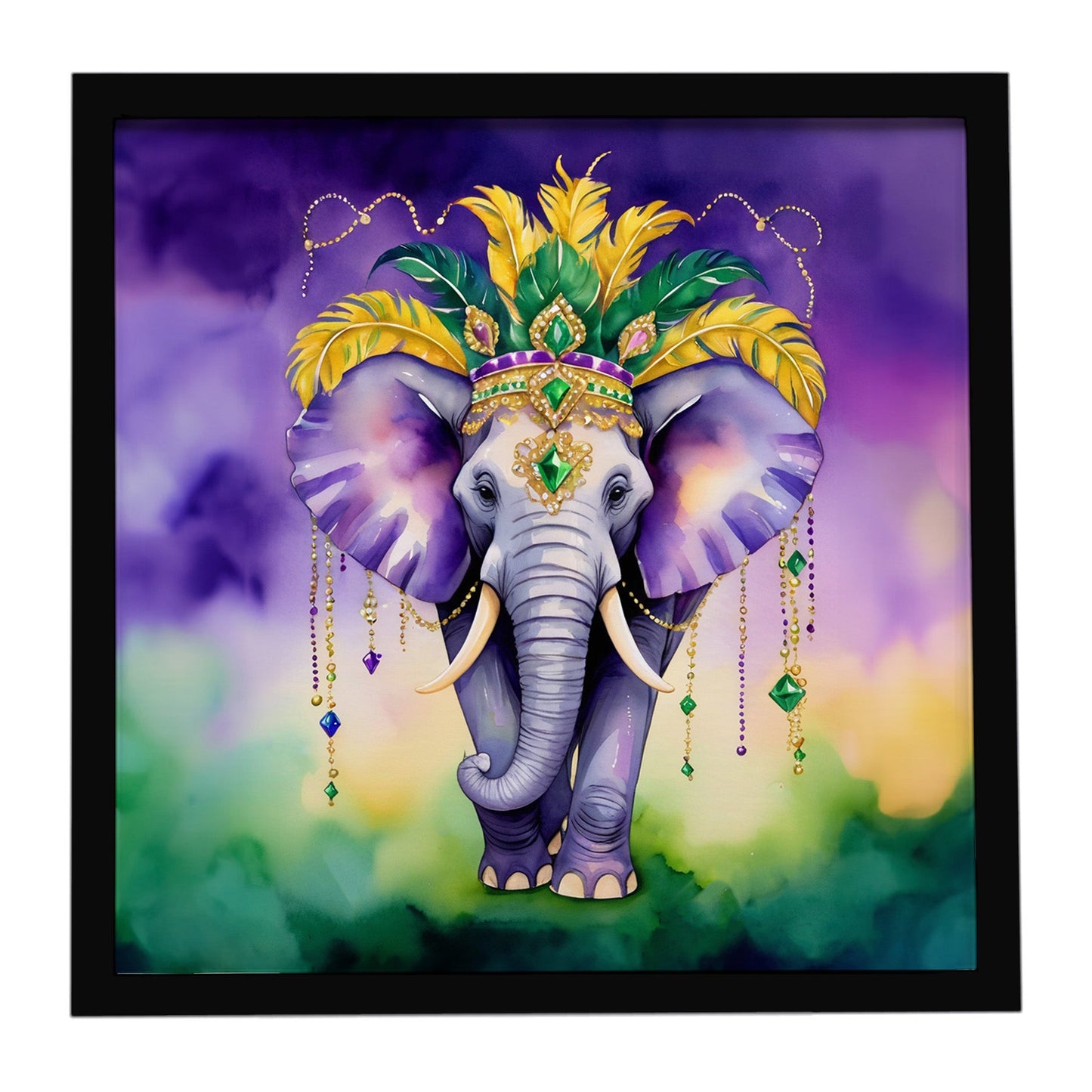 Elephant King of Mardi Gras Framed Metal Print