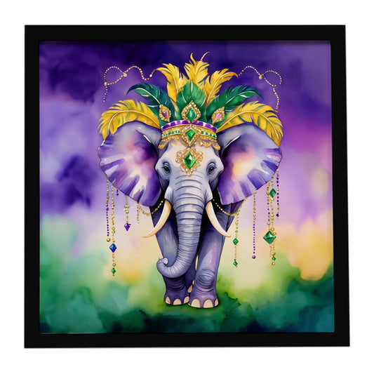 Elephant King of Mardi Gras Framed Metal Print